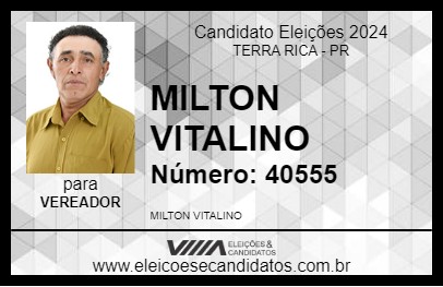 Candidato MILTON VITALINO 2024 - TERRA RICA - Eleições