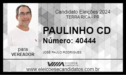 Candidato PAULINHO CD 2024 - TERRA RICA - Eleições