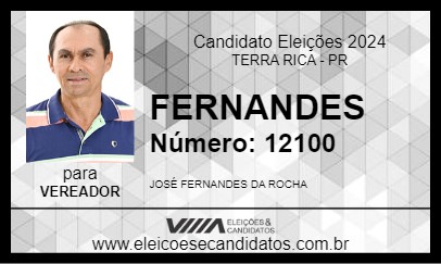 Candidato FERNANDES 2024 - TERRA RICA - Eleições