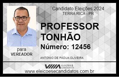 Candidato PROFESSOR TONHÃO 2024 - TERRA RICA - Eleições