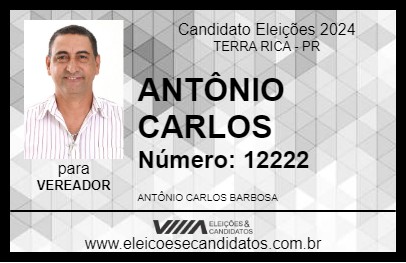 Candidato ANTÔNIO CARLOS 2024 - TERRA RICA - Eleições