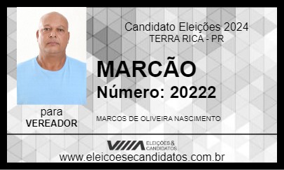 Candidato MARCÃO 2024 - TERRA RICA - Eleições