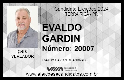 Candidato EVALDO GARDIN 2024 - TERRA RICA - Eleições