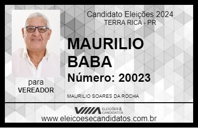 Candidato MAURILIO BABA 2024 - TERRA RICA - Eleições