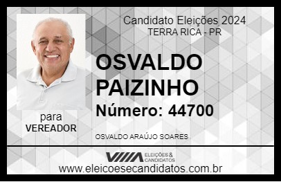 Candidato OSVALDO PAIZINHO 2024 - TERRA RICA - Eleições