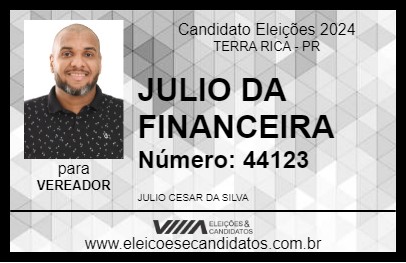 Candidato JULIO DA FINANCEIRA 2024 - TERRA RICA - Eleições