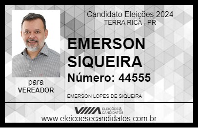 Candidato EMERSON SIQUEIRA 2024 - TERRA RICA - Eleições