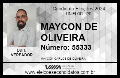 Candidato MAYCON DE OLIVEIRA 2024 - UNIFLOR - Eleições