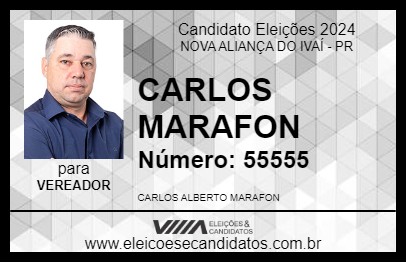 Candidato CARLOS MARAFON 2024 - NOVA ALIANÇA DO IVAÍ - Eleições