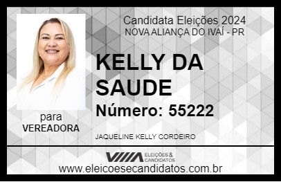 Candidato KELLY DA SAUDE 2024 - NOVA ALIANÇA DO IVAÍ - Eleições