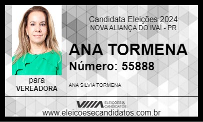 Candidato ANA TORMENA 2024 - NOVA ALIANÇA DO IVAÍ - Eleições