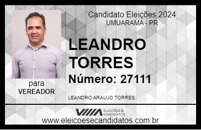 Candidato LEANDRO TORRES 2024 - UMUARAMA - Eleições