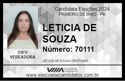 Candidato LETICIA DE SOUZA 2024 - PRIMEIRO DE MAIO - Eleições