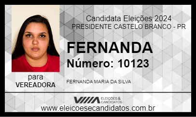 Candidato FERNANDA 2024 - PRESIDENTE CASTELO BRANCO - Eleições