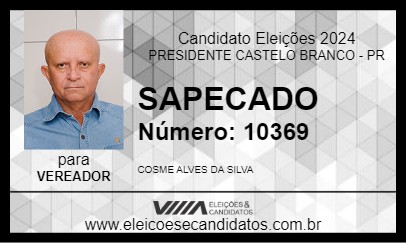 Candidato SAPECADO 2024 - PRESIDENTE CASTELO BRANCO - Eleições