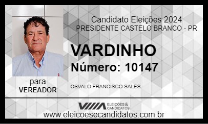 Candidato VARDINHO 2024 - PRESIDENTE CASTELO BRANCO - Eleições