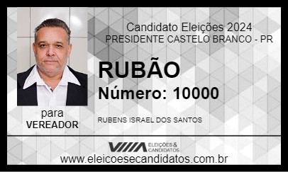 Candidato RUBÃO 2024 - PRESIDENTE CASTELO BRANCO - Eleições