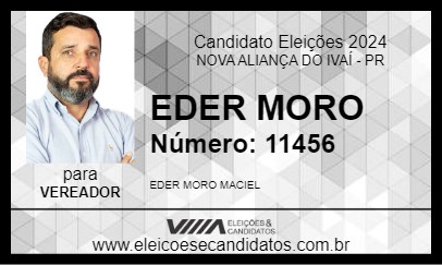 Candidato EDER MORO 2024 - NOVA ALIANÇA DO IVAÍ - Eleições