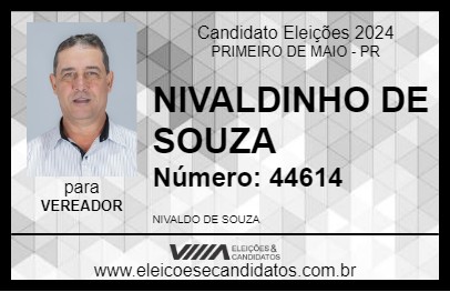 Candidato NIVALDINHO DE SOUZA 2024 - PRIMEIRO DE MAIO - Eleições