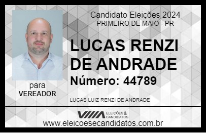 Candidato LUCAS RENZI DE ANDRADE 2024 - PRIMEIRO DE MAIO - Eleições