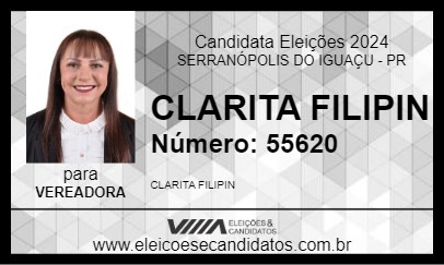 Candidato CLARITA FILIPIN 2024 - SERRANÓPOLIS DO IGUAÇU - Eleições