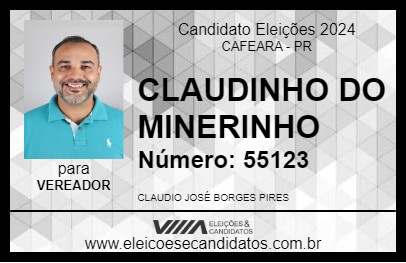 Candidato CLAUDINHO DO MINERINHO 2024 - CAFEARA - Eleições