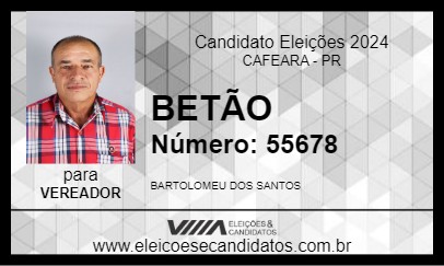 Candidato BETÃO 2024 - CAFEARA - Eleições