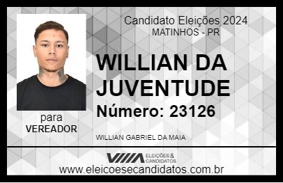 Candidato WILLIAN DA JUVENTUDE 2024 - MATINHOS - Eleições