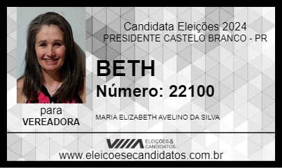 Candidato BETH 2024 - PRESIDENTE CASTELO BRANCO - Eleições