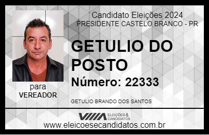 Candidato GETULIO DO POSTO 2024 - PRESIDENTE CASTELO BRANCO - Eleições