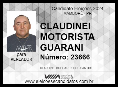 Candidato CLAUDINEI MOTORISTA GUARANI 2024 - MAMBORÊ - Eleições