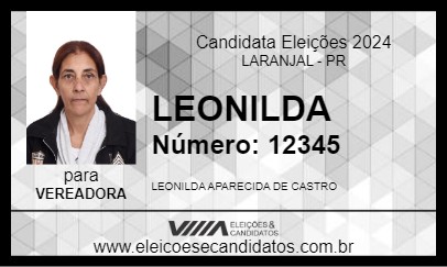 Candidato LEONILDA 2024 - LARANJAL - Eleições