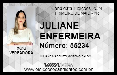 Candidato JULIANE ENFERMEIRA 2024 - PRIMEIRO DE MAIO - Eleições