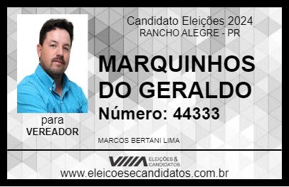 Candidato MARQUINHOS DO GERALDO 2024 - RANCHO ALEGRE - Eleições