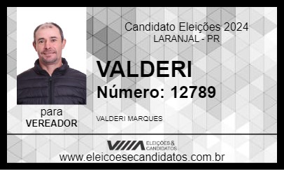 Candidato VALDERI 2024 - LARANJAL - Eleições