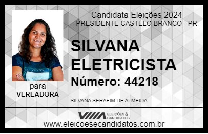 Candidato SILVANA ELETRICISTA 2024 - PRESIDENTE CASTELO BRANCO - Eleições