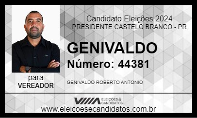 Candidato GENIVALDO 2024 - PRESIDENTE CASTELO BRANCO - Eleições