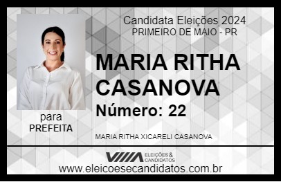 Candidato MARIA RITHA CASANOVA 2024 - PRIMEIRO DE MAIO - Eleições