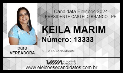 Candidato KEILA MARIM 2024 - PRESIDENTE CASTELO BRANCO - Eleições