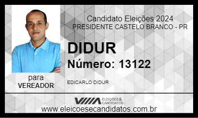 Candidato DIDUR 2024 - PRESIDENTE CASTELO BRANCO - Eleições