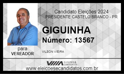 Candidato GIGUINHA 2024 - PRESIDENTE CASTELO BRANCO - Eleições