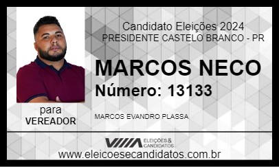 Candidato MARCOS NECO 2024 - PRESIDENTE CASTELO BRANCO - Eleições