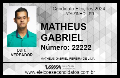 Candidato MATHEUS GABRIEL 2024 - JATAIZINHO - Eleições