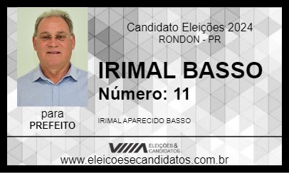 Candidato IRIMAL BASSO 2024 - RONDON - Eleições