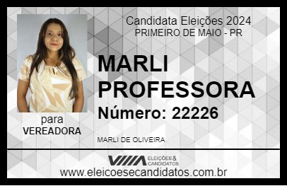 Candidato MARLI PROFESSORA 2024 - PRIMEIRO DE MAIO - Eleições