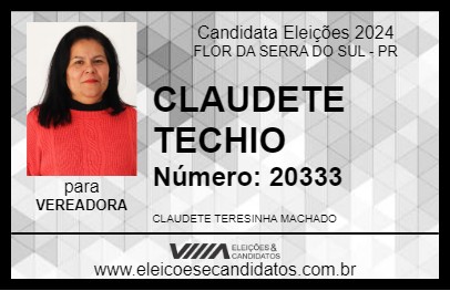 Candidato CLAUDETE TECHIO 2024 - FLOR DA SERRA DO SUL - Eleições