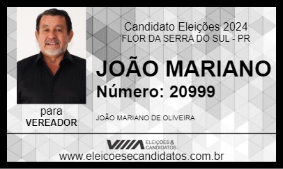 Candidato JOÃO MARIANO 2024 - FLOR DA SERRA DO SUL - Eleições