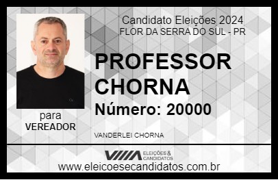 Candidato PROFESSOR CHORNA 2024 - FLOR DA SERRA DO SUL - Eleições