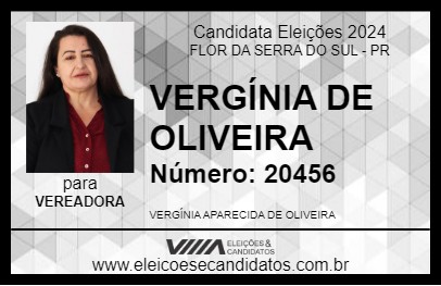 Candidato VERGÍNIA DE OLIVEIRA 2024 - FLOR DA SERRA DO SUL - Eleições