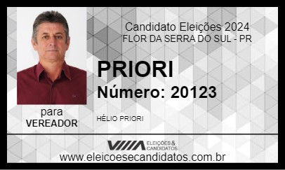 Candidato PRIORI 2024 - FLOR DA SERRA DO SUL - Eleições